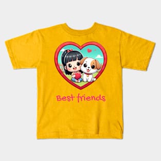 Puppy & Girl - Best friends Kids T-Shirt